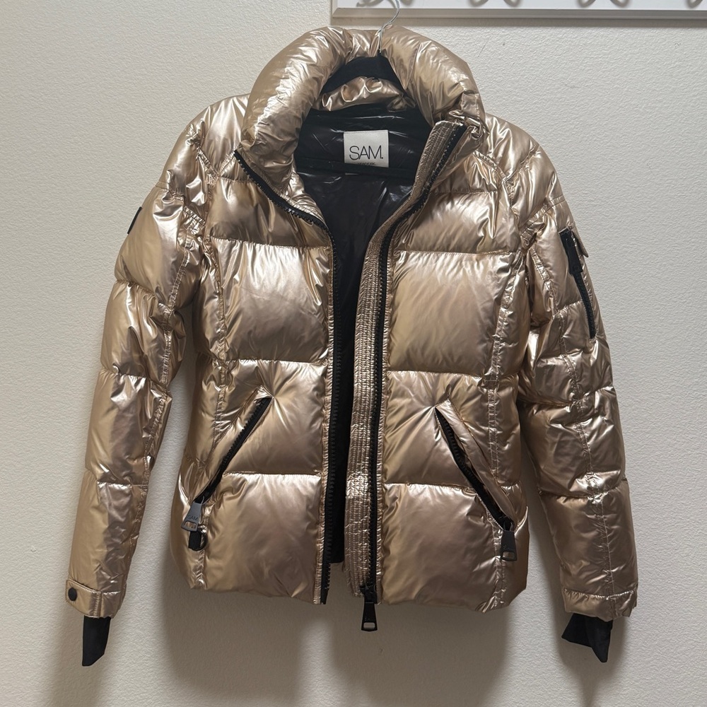 SAM. Metallic Gold Women's Puffer Jacket S